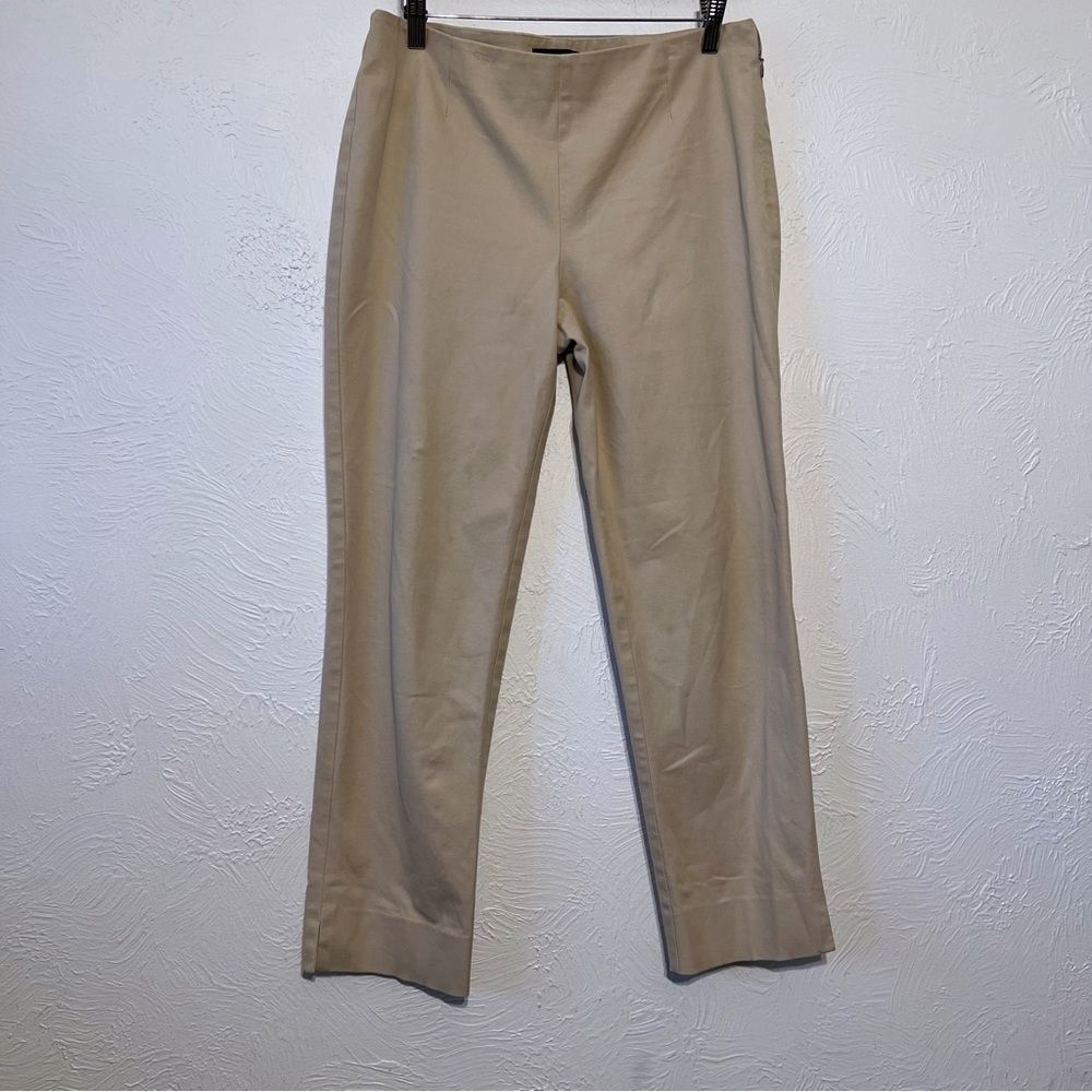 Lafayette 148 New York Cotton Pants Ivory Ankle Crop Career Wear Casual Size 6